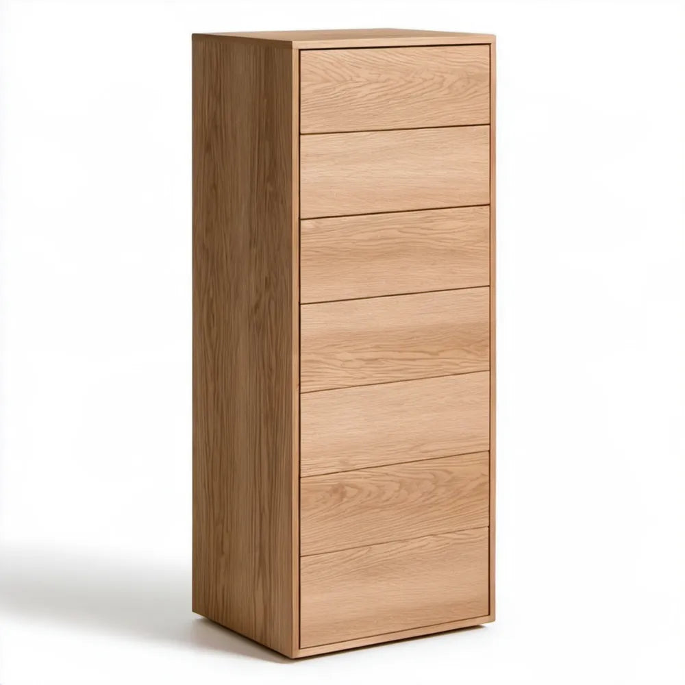 Komoda z 6 szufladami, fornir dębowy naturalny, 60 x 40 x 140 cm