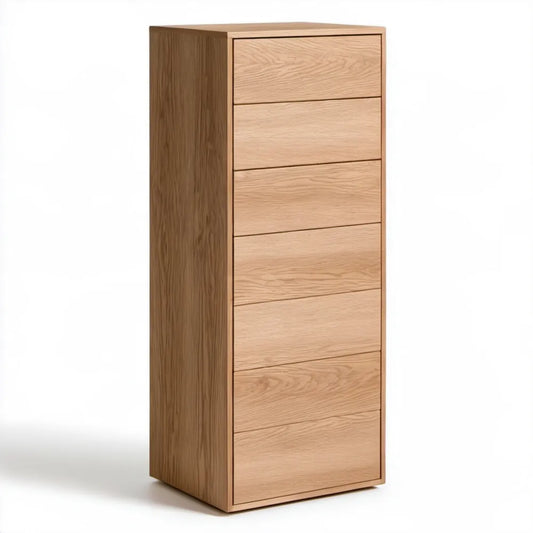 Komoda z 6 szufladami, fornir dębowy naturalny, 60 x 40 x 140 cm