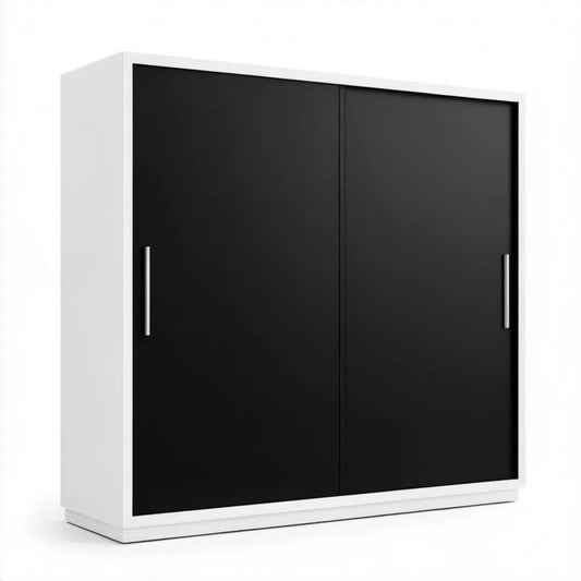 Szafa 2-drzwiowa biało-czarna z płyty laminowanej, 180 x 60 x 200 cm