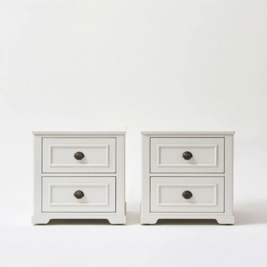 Zestaw 2 białych szafek nocnych MDF z 2 szufladami, 45 x 35 x 55 cm